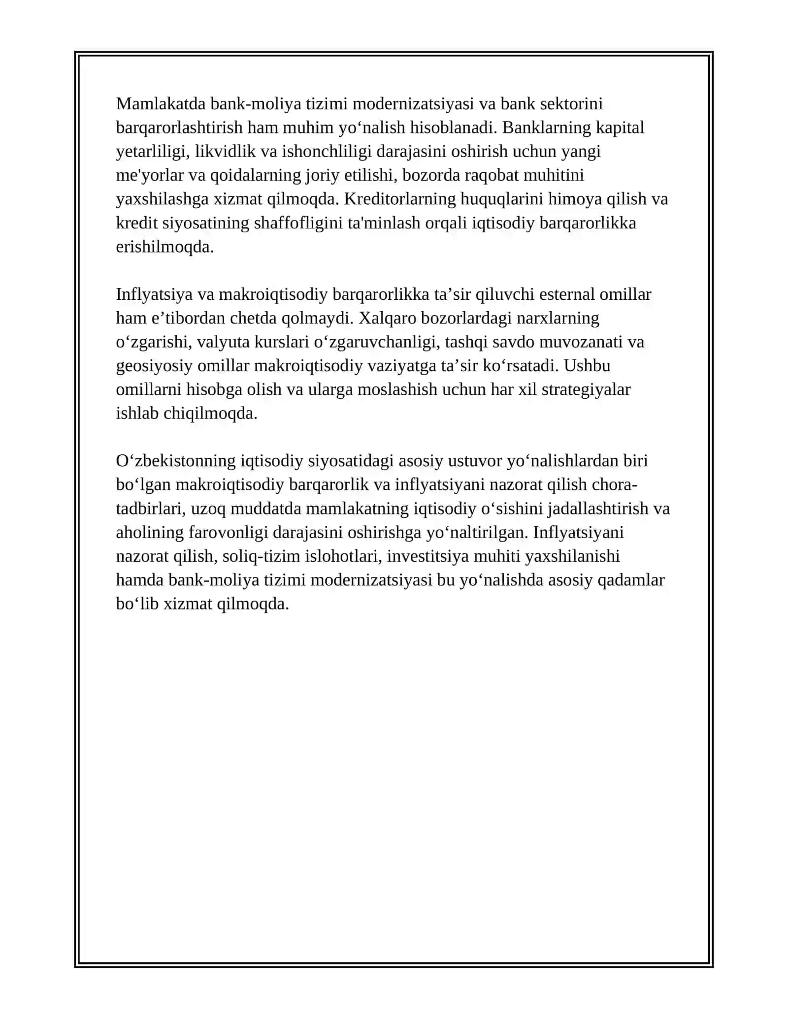 IQTISODIY SIYOSATNING USTUVOR YO‘NALISHLARI (O‘ZBEKISTON MISOLIDA) 4