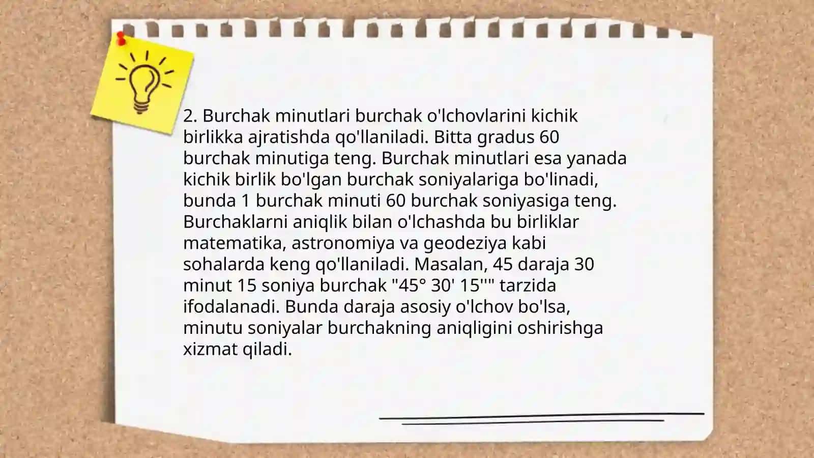 BURCHAK O'LCHOVLARI 4