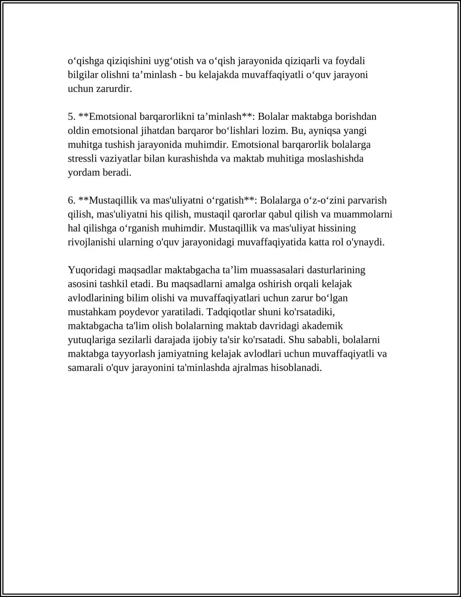 BOLALARNI MAKTAB TA’LIMIGA TAYYORLASHMETODIKASI 4