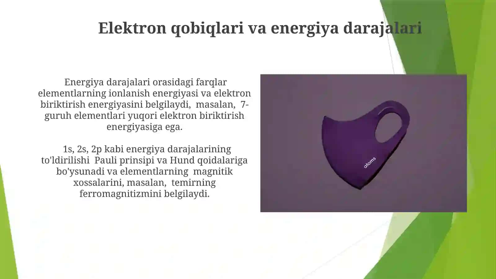 Atomlarning davriy va davriy boʻlmagan xossalari 4