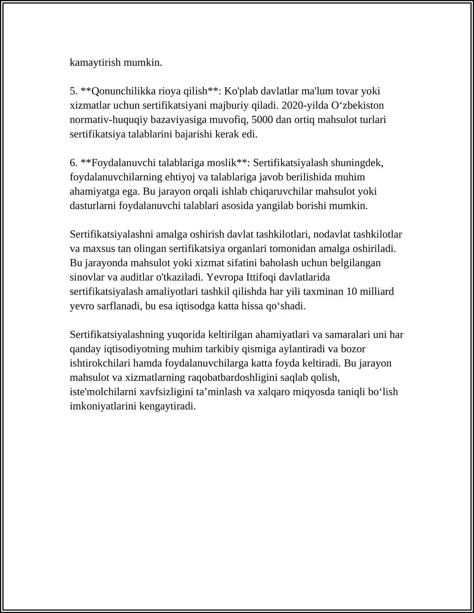 SERTIFIKATLASHTIRISH UNING ME'YORIY HUQUQIY ASOSLARI MAXSULOTLARNI SERTIFIKATLASHTIRISH TARTIBI 4