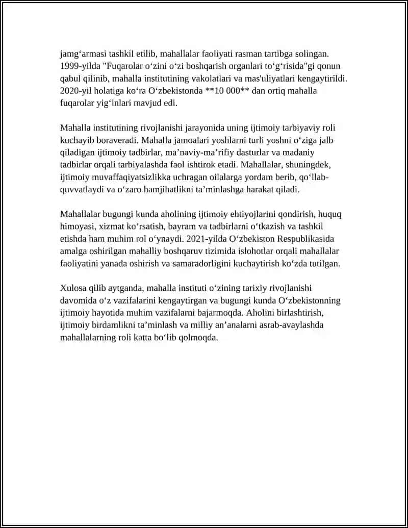 Mahalla institutining ijtimoiy tarbiyada tarixi va rivojlanishi 4