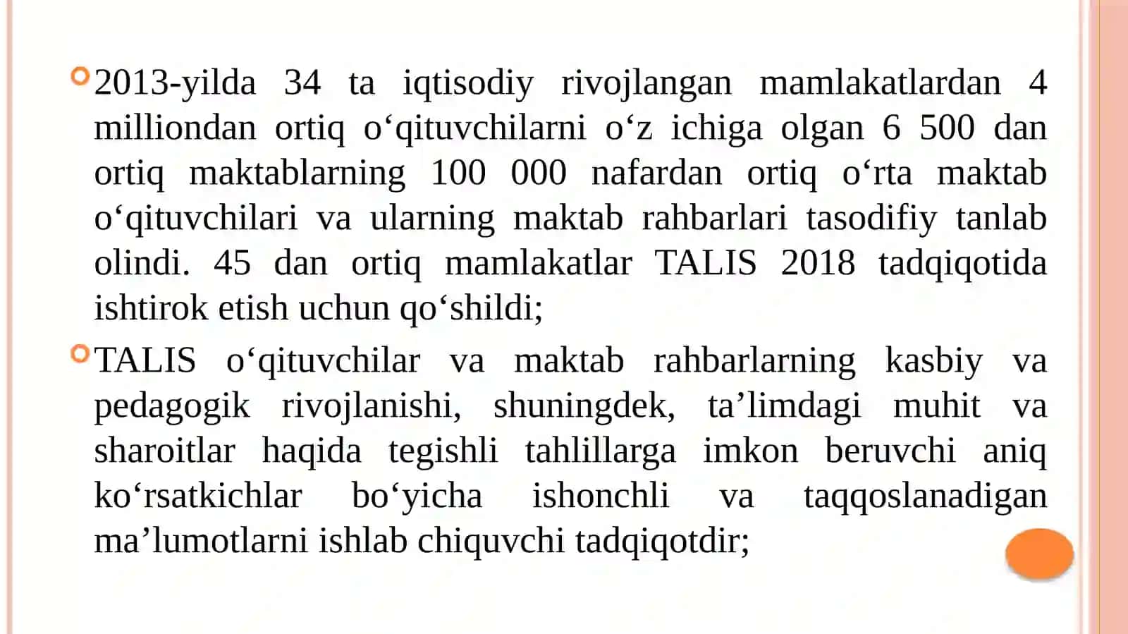 TALIS xalqaro tadqiqotlari doirasida ishlab chiqilgan so’rovnomalar 4
