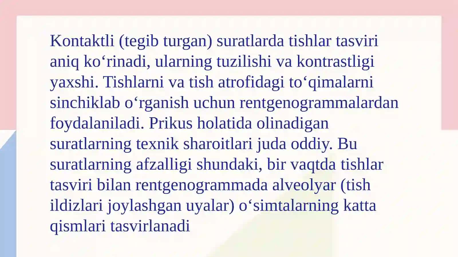 TISH VA JAG‘LARNI RENTGENOLOGIK TEKSHIRISH USULLARI 4