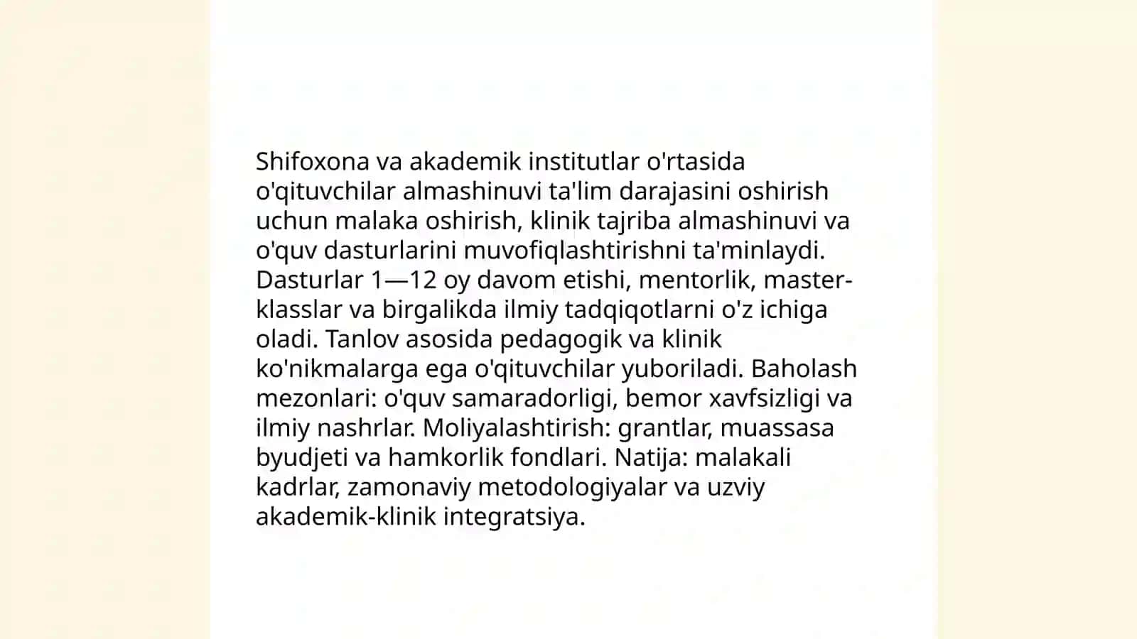 Shifoxona maktablari tibbiyot muassasi va ta'lim maktablari o'rtasidagi ko'prik sifatida 4
