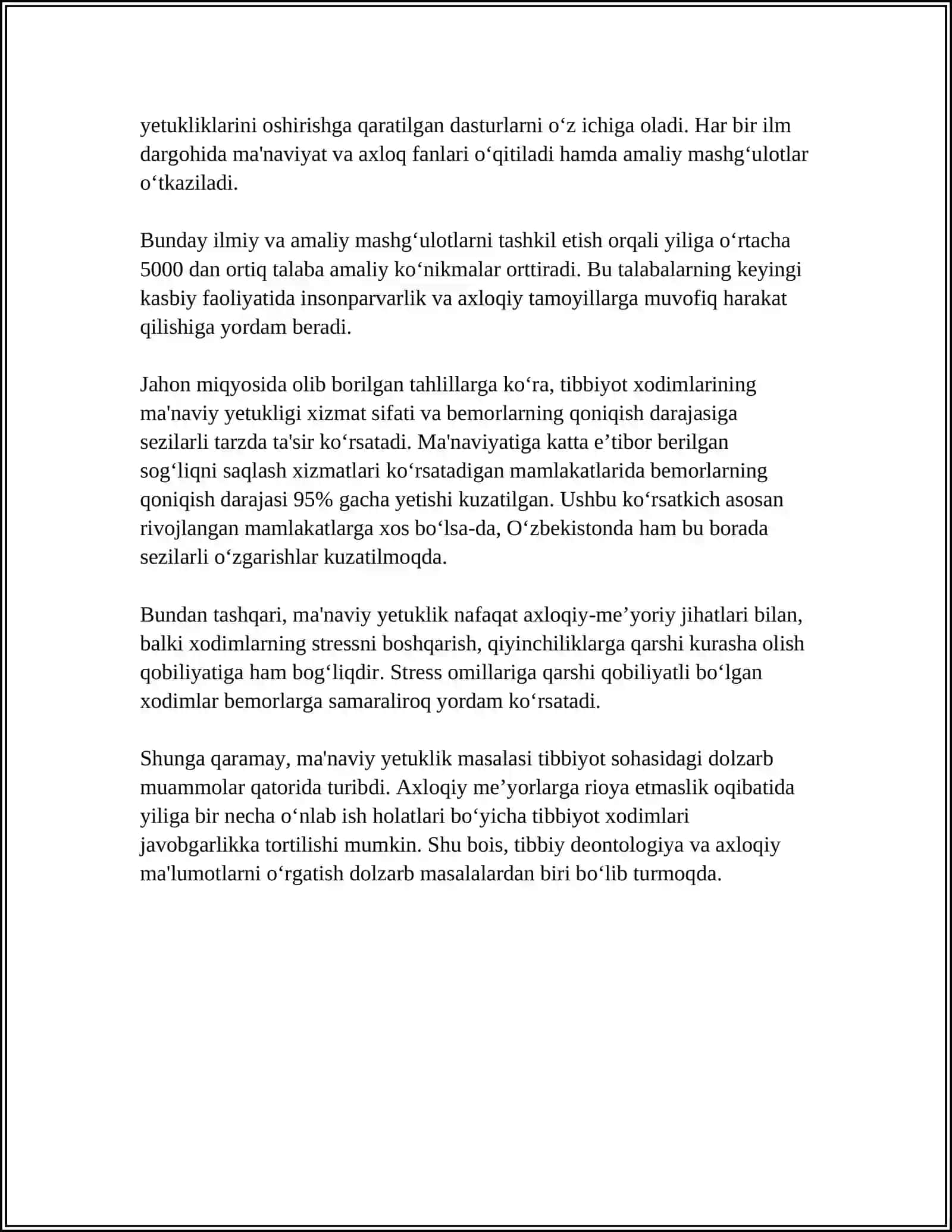 MUSTAQIL ISH Mavzu: TIBBIYOT XODIMLARINING MA‘NAVIAYTI 4