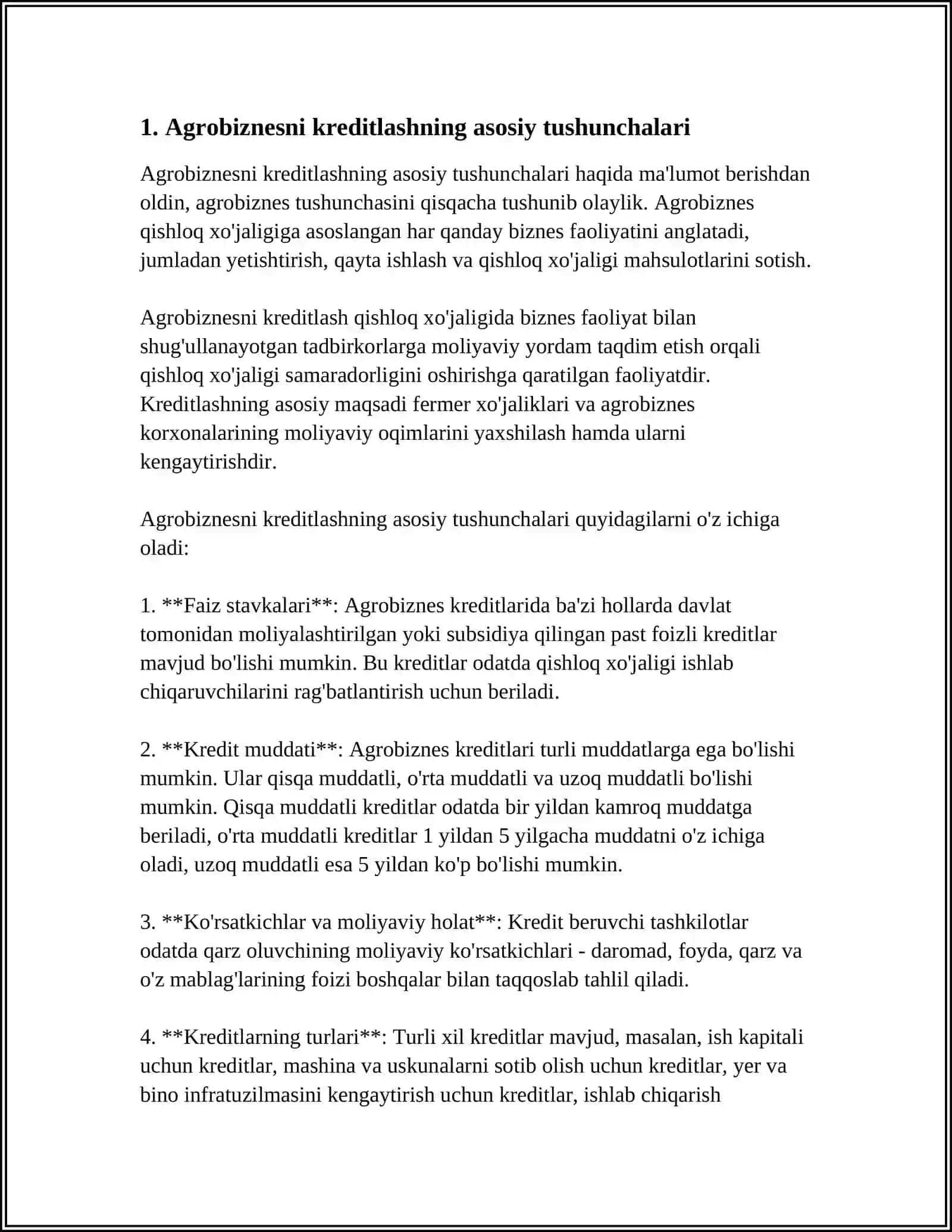 AGROBIZNESNI KREDITLASH XUSUSIYATLARI 4