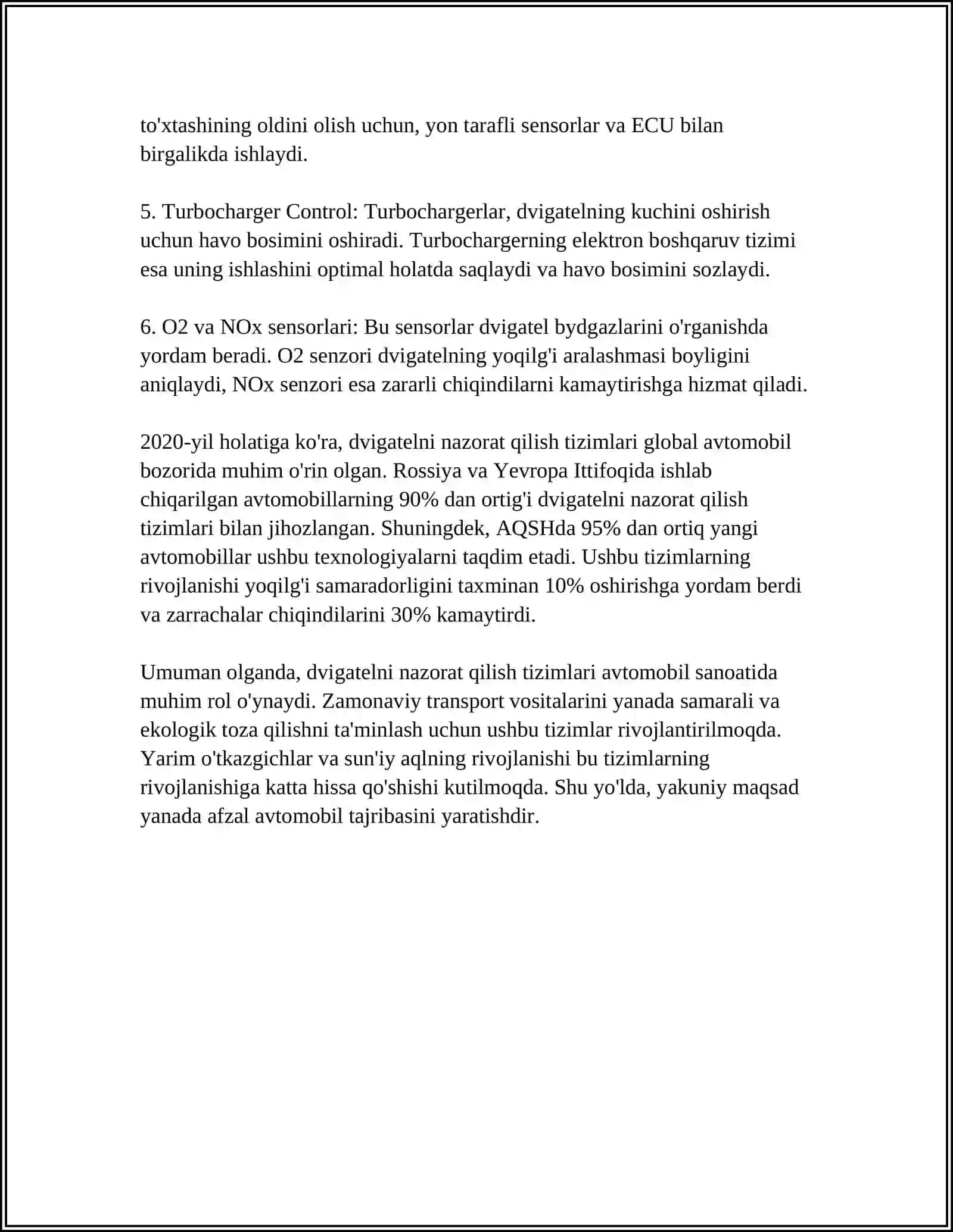 DVIGATELNI NAZORAT-QAROV VA DIAGNOSTIKALASH ISHLARI TEXNALOGIYASI 4