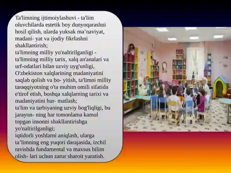Mavzu:Uzluksiz Talimni tashkil etish va rivojlantirish tamoyillari 4
