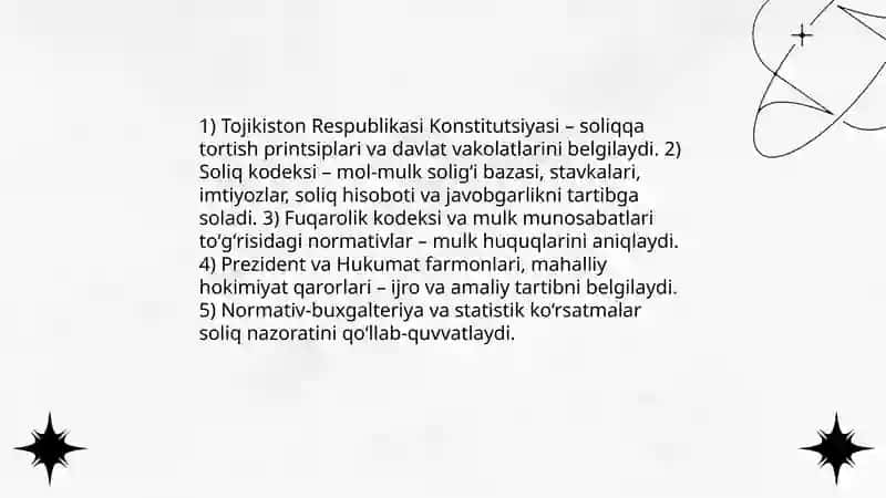 Tojikiston Respublikasining mol mulk soligʻi siyosati 4