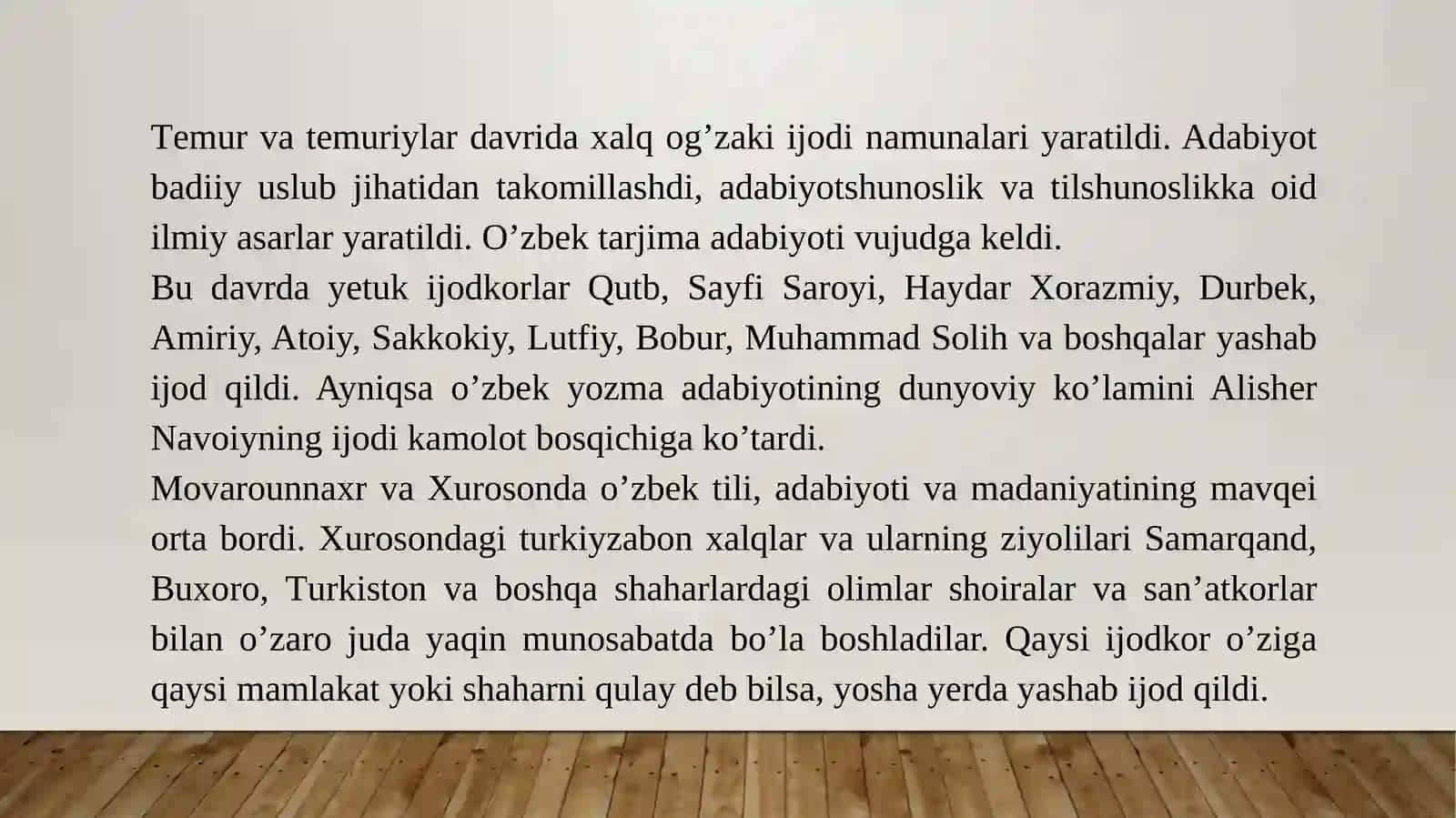 TEMURIYLAR DAVRI MATNSHUNOSLIGI 4