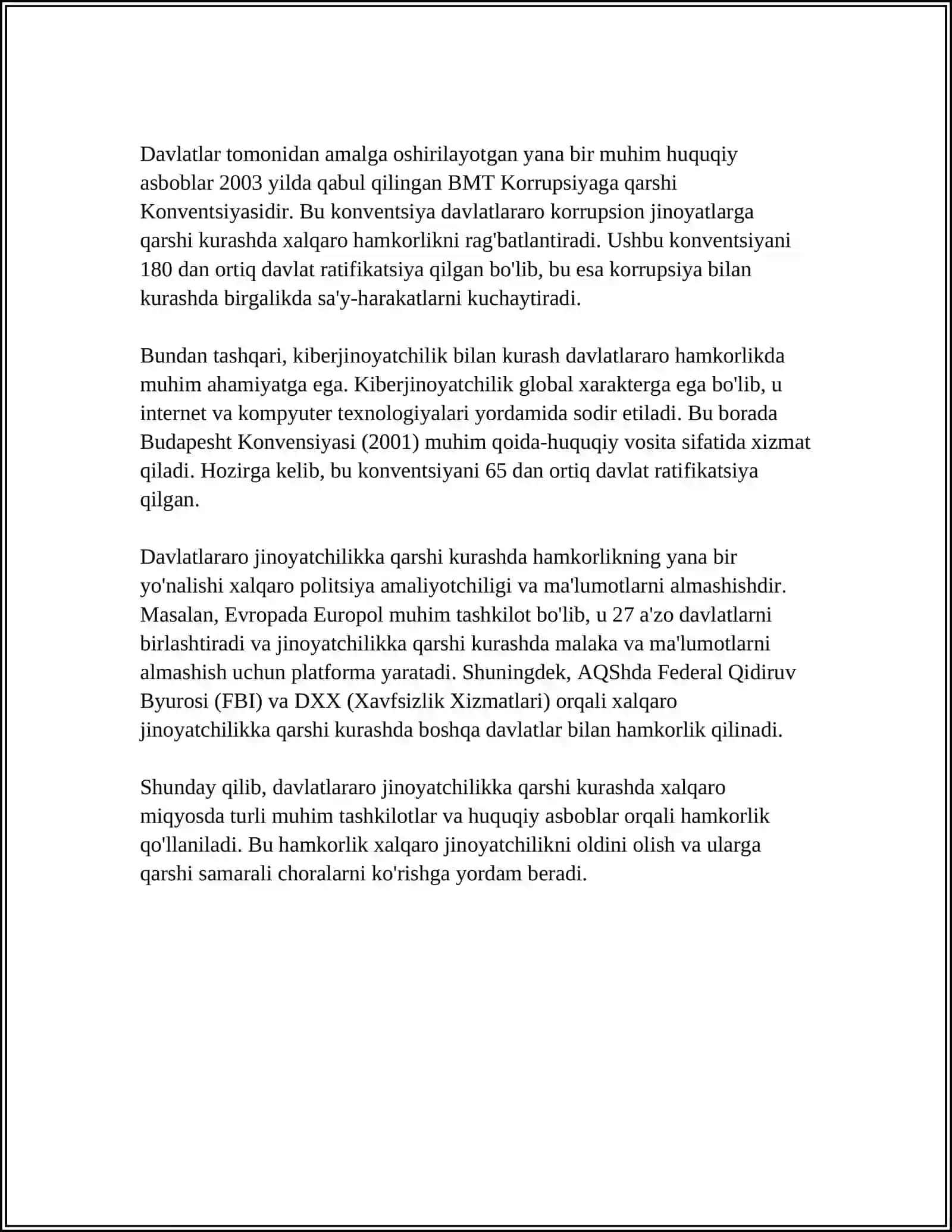 DAVLATLARNING ODDIY VA UMUMIY JINOYATCHILIK BILAN KURASH SOHASIDAGI HAMKORLIGI 4