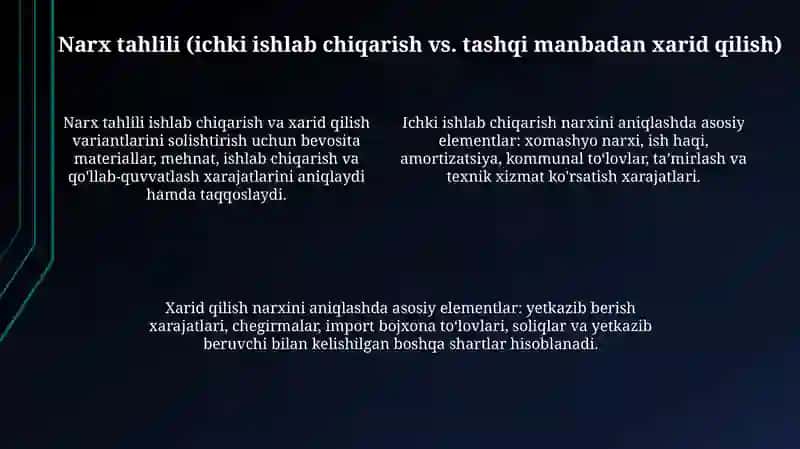 Tayyorlash yoki sotib olish qarorini tahlil qilish 4