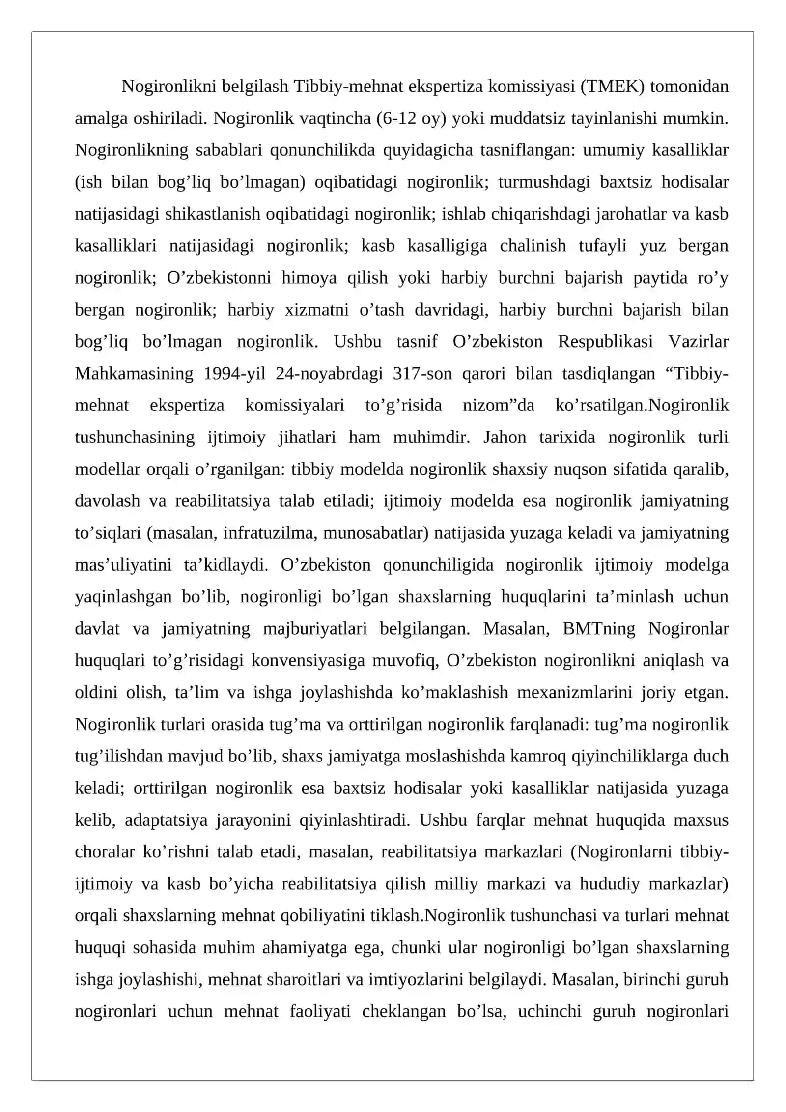 Nogironligi bo’lgan shaxslarning mehnatini tartibga solishning o’ziga xos xususiyatlari 4