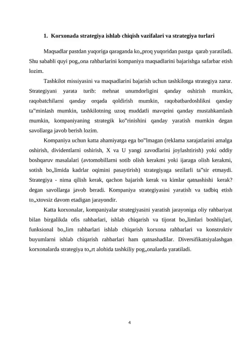 Kompaniya strategiyasini boshqarish 4