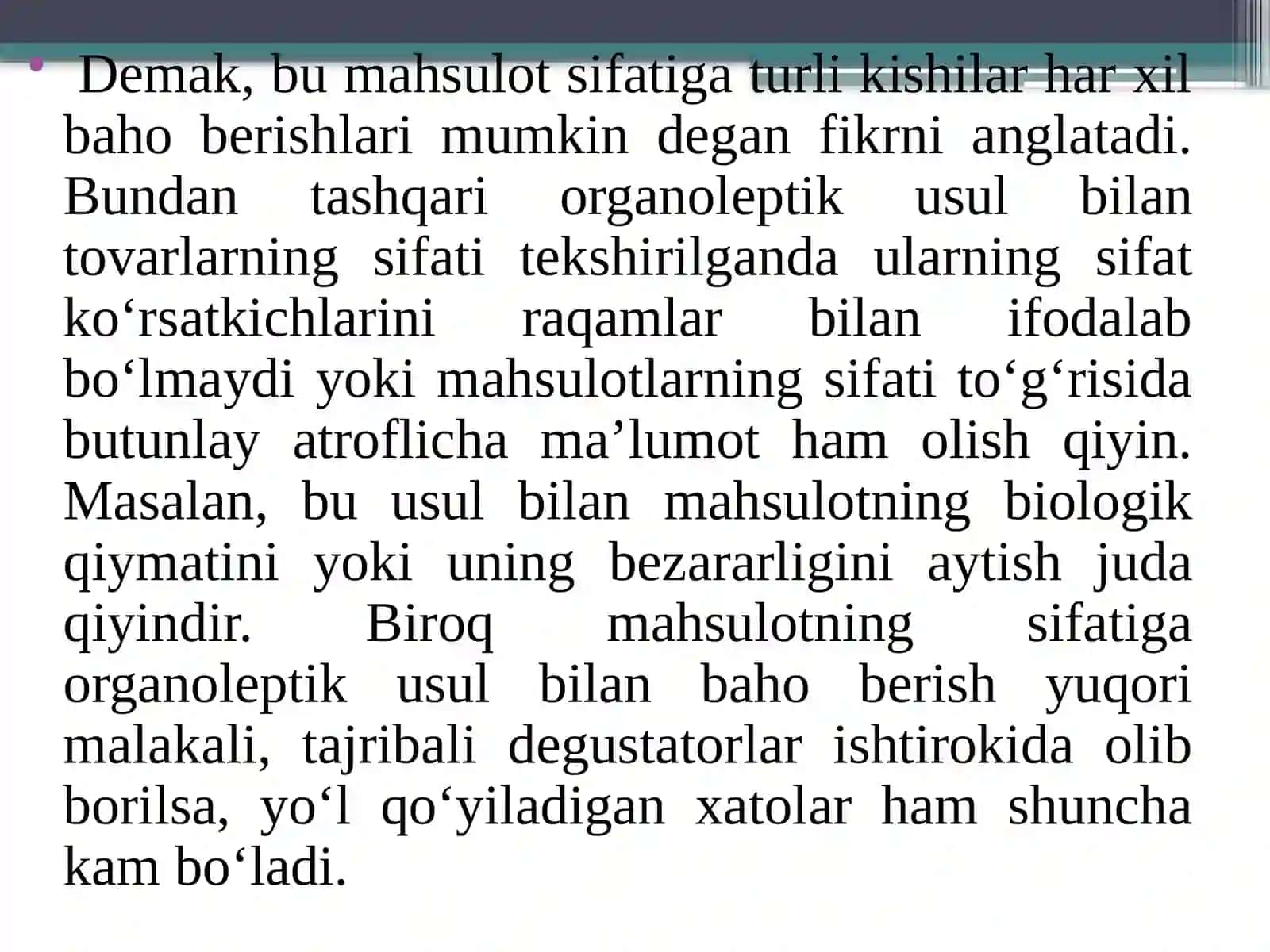 Oziq-ovqat xavfsizligi mezonlarini tahlil qilish 4