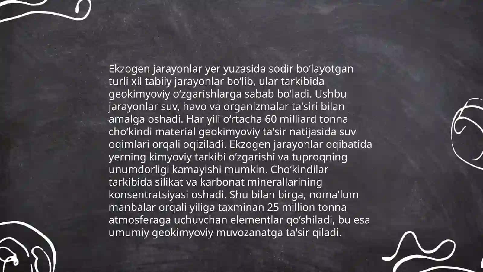 Endogen va ekzogen jarayonlari geokimyosi 4