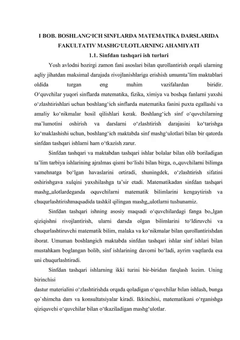 BOSHLANG‘ICH SINFLARDA MATEMATIKADAN SINFDAN TASHQARI ISHLARNI TASHKIL QILISH METODIKASI (2-SINF MISOLIDA) 4