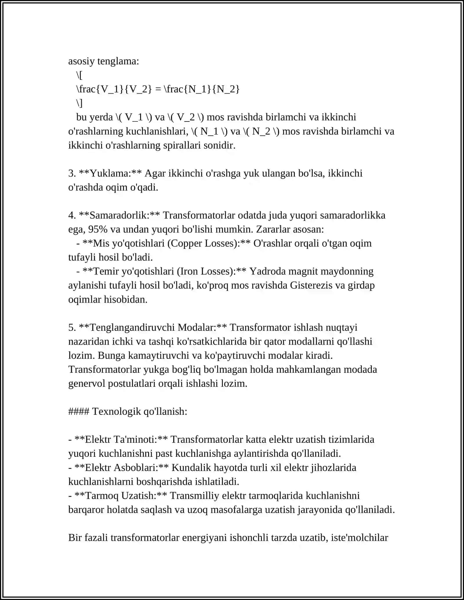 BIR FAZALI TRANSFORMATORLARNI TEKSHIRISH 4