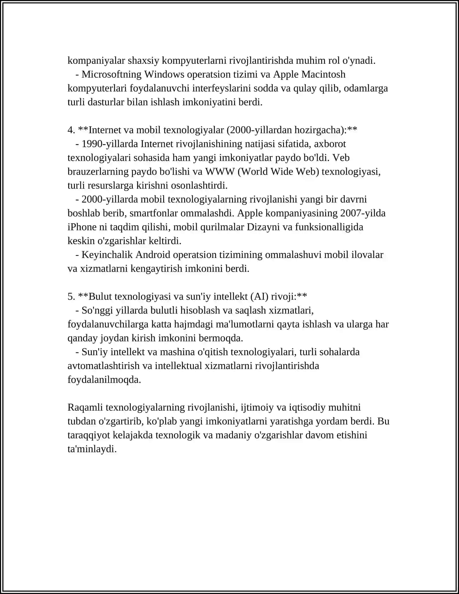 RAQAMLI TEXNOLOGIYALAR HAQIDA TUSHUNCHA 4