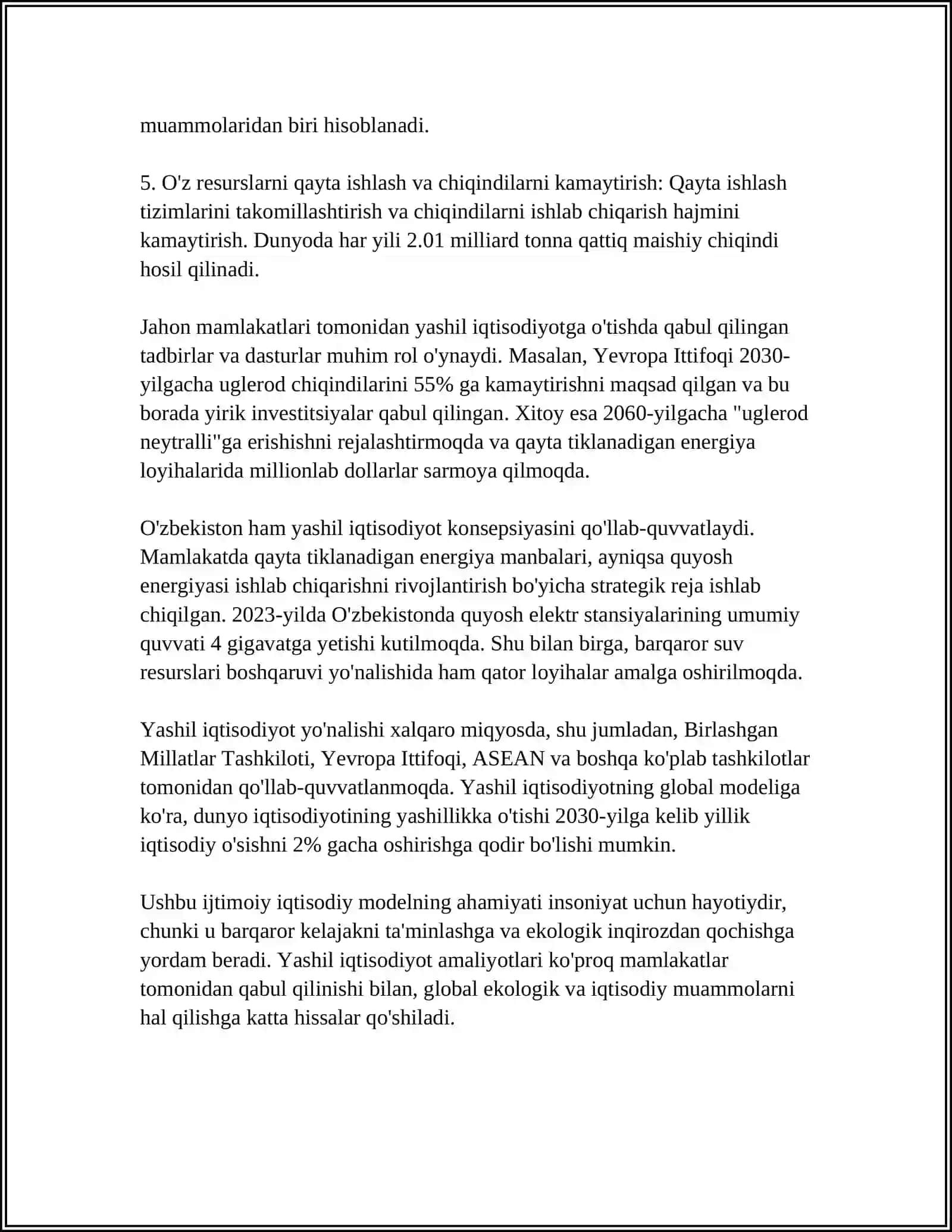 Yashil iqtisodiyotning mazmuni 4