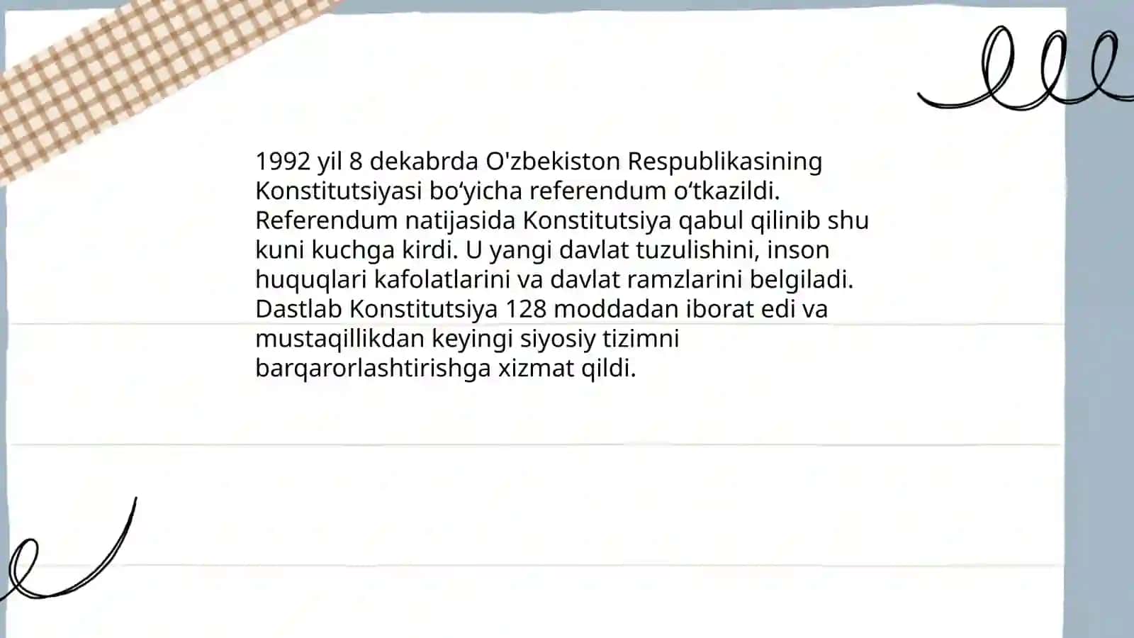 O'zbekiston Respublikasining Konstitutsiyasi va davlat ramzlarining qabul qilinishi 4