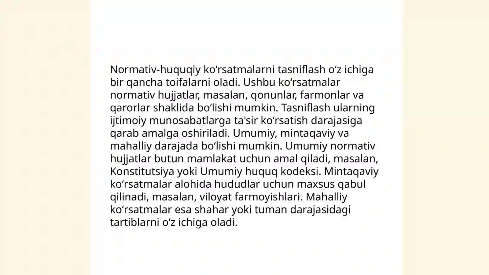 Normativ-huquqiy koʻrsatmalar va uning turlari 4