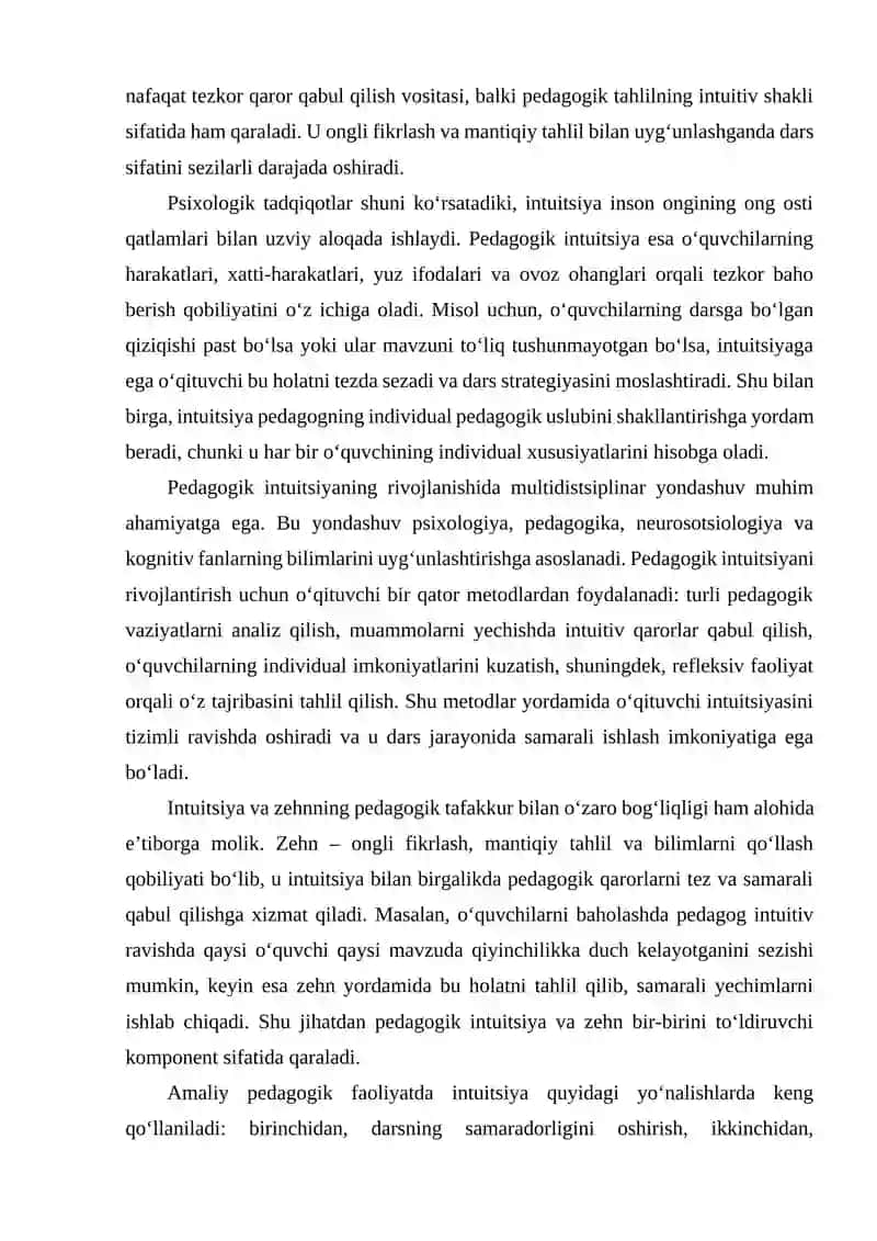 Intuitsiya, zehn va pedagogik tafakkur 4