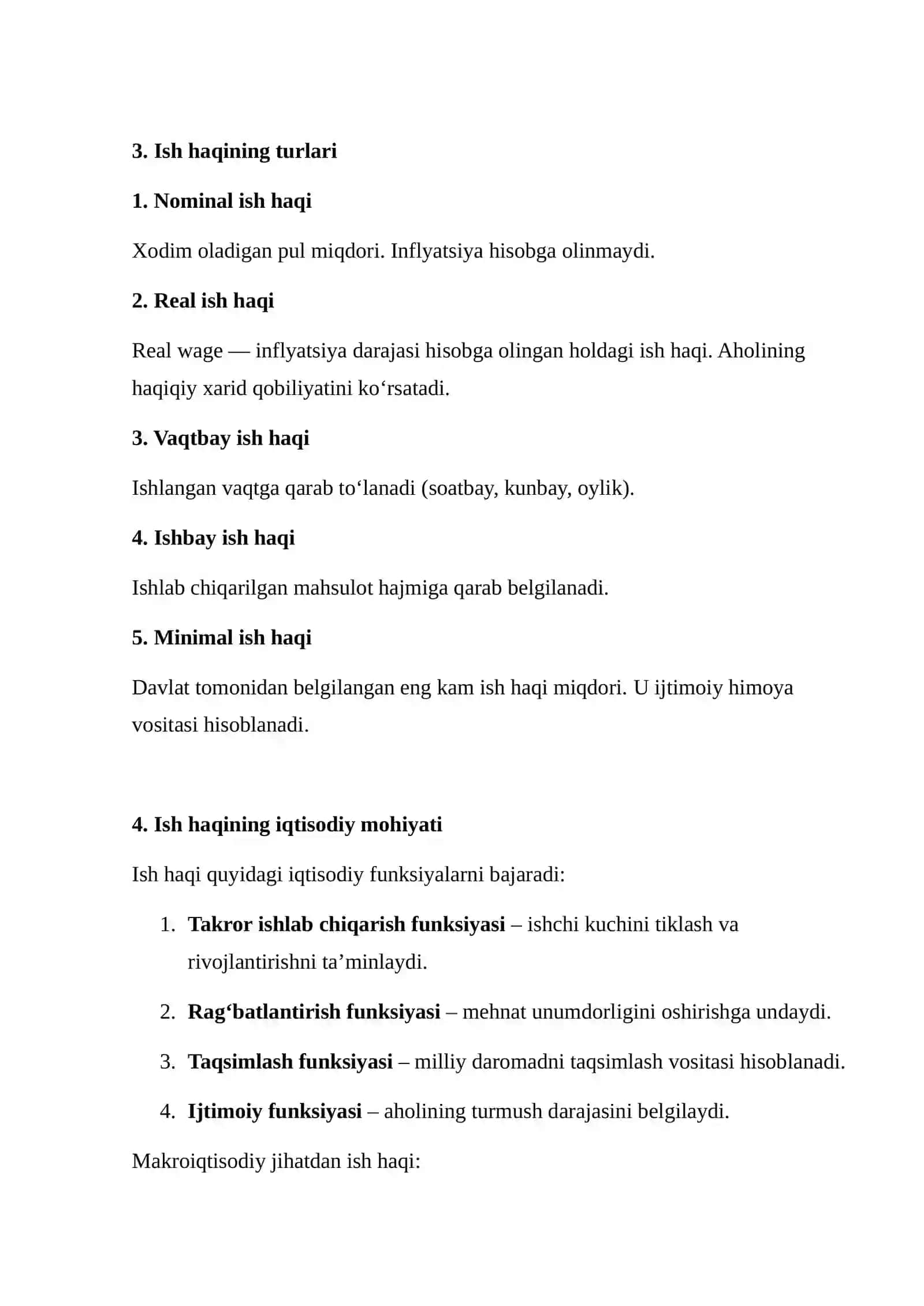 Mehnat bozori makroiqtisodiy modellarda ish haqining turlari va mohiyati 4