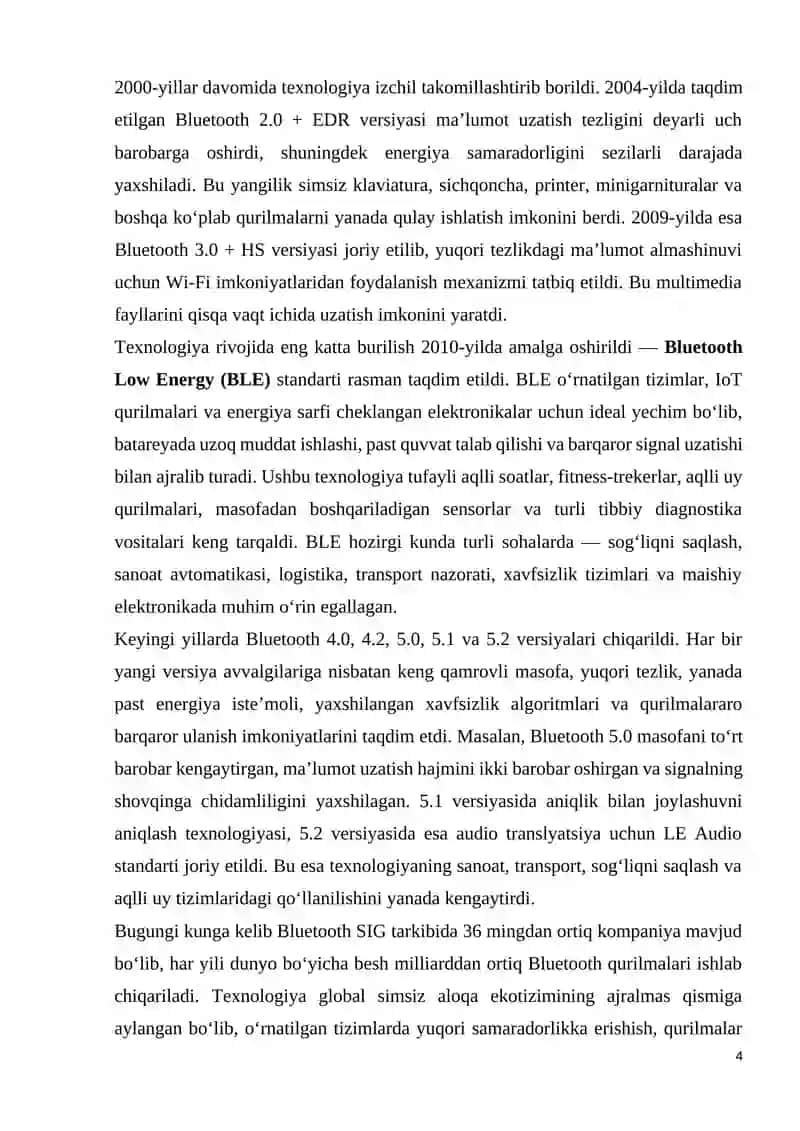 IoT (Internet of Things) qurilmalarida Bluetooth texnologiyasi 4