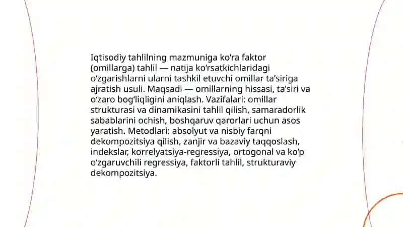 Iqtisodiy tahlilni mazmuniga, davriga, ob’ekti va sub’ektlariga ko‘ra turlari 4