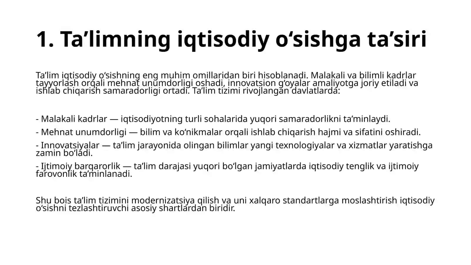 Ta'lim va ilm-fanning igtisodiy o'sishga ta' siri 4