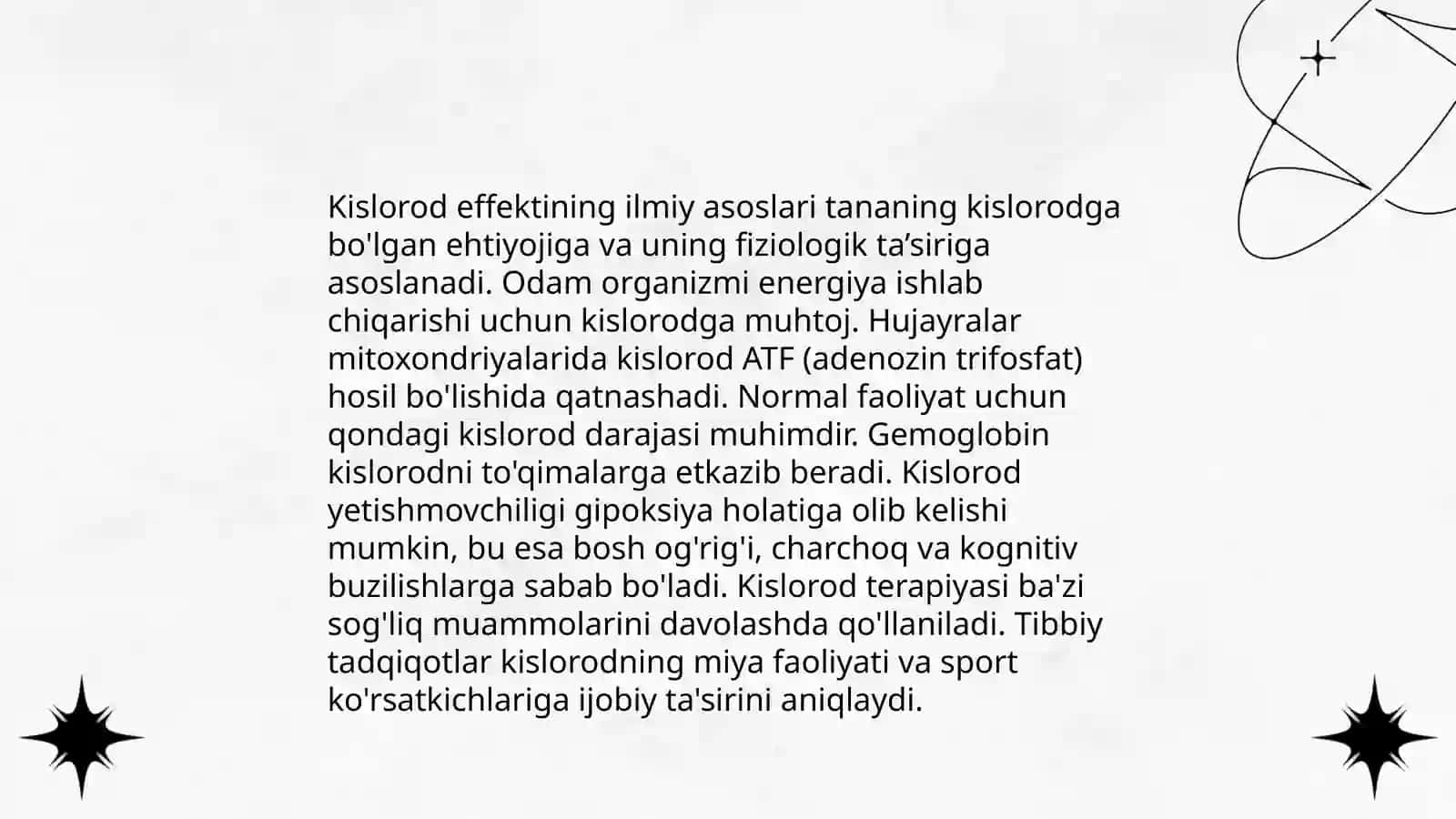 Kislorod effekti uning universallik xarakteri 4