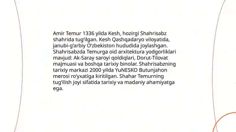 Amir Temur tug'ilishi haqida malumot 4