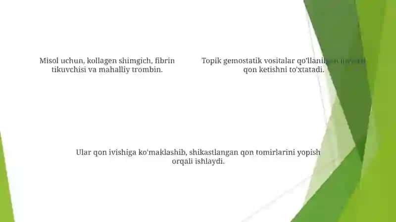 Mahalliy gemostaz uchun zamonaviy dori vositalari 4