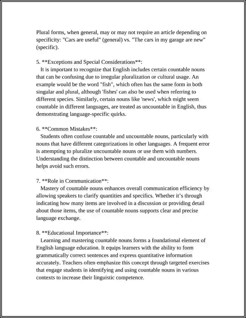 COUNTABLE NOUNS AND UNCOUNTABLE NOUN S 4