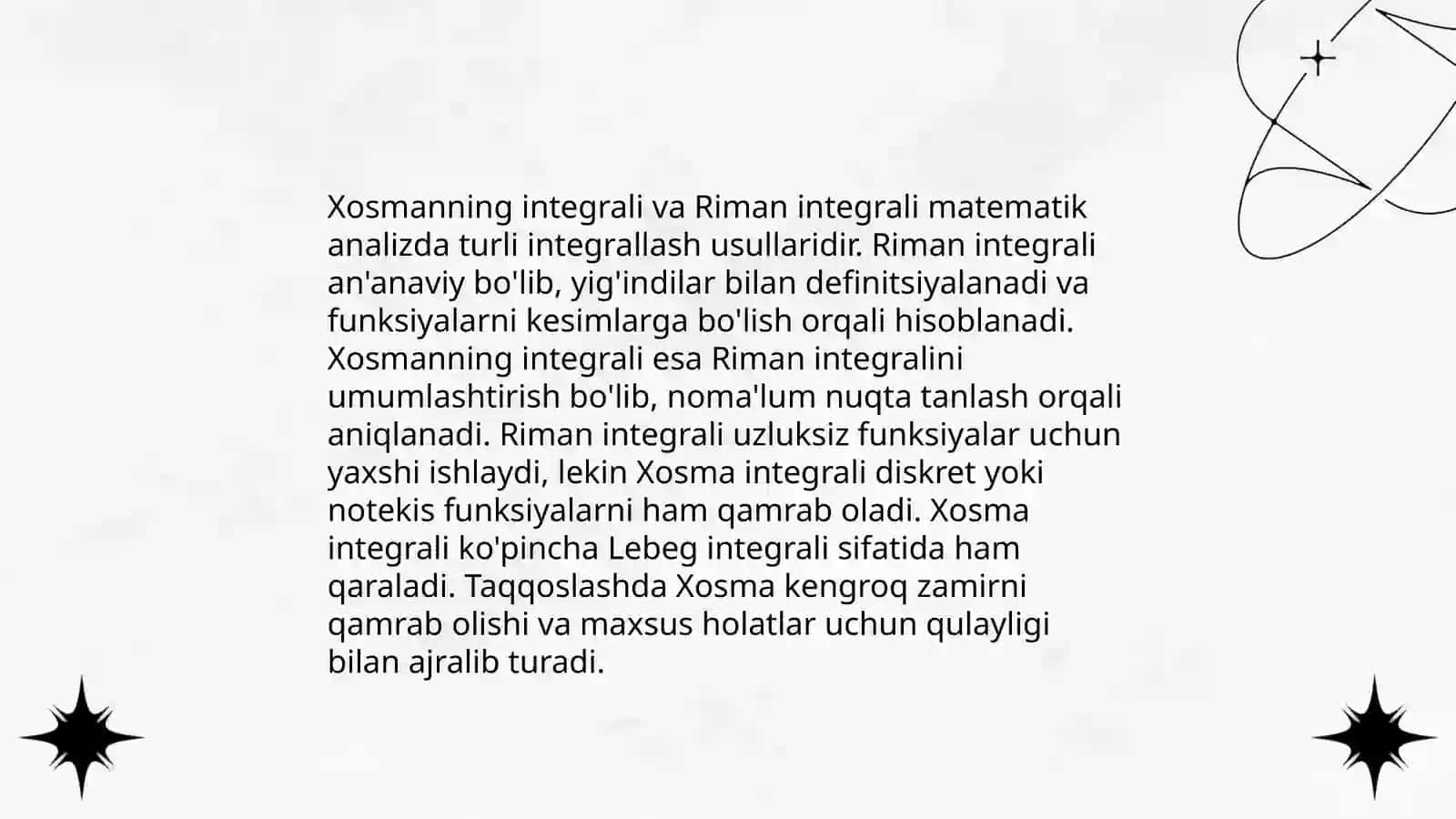 Xosmas integrallarning yaqinlashish alomatlari 4