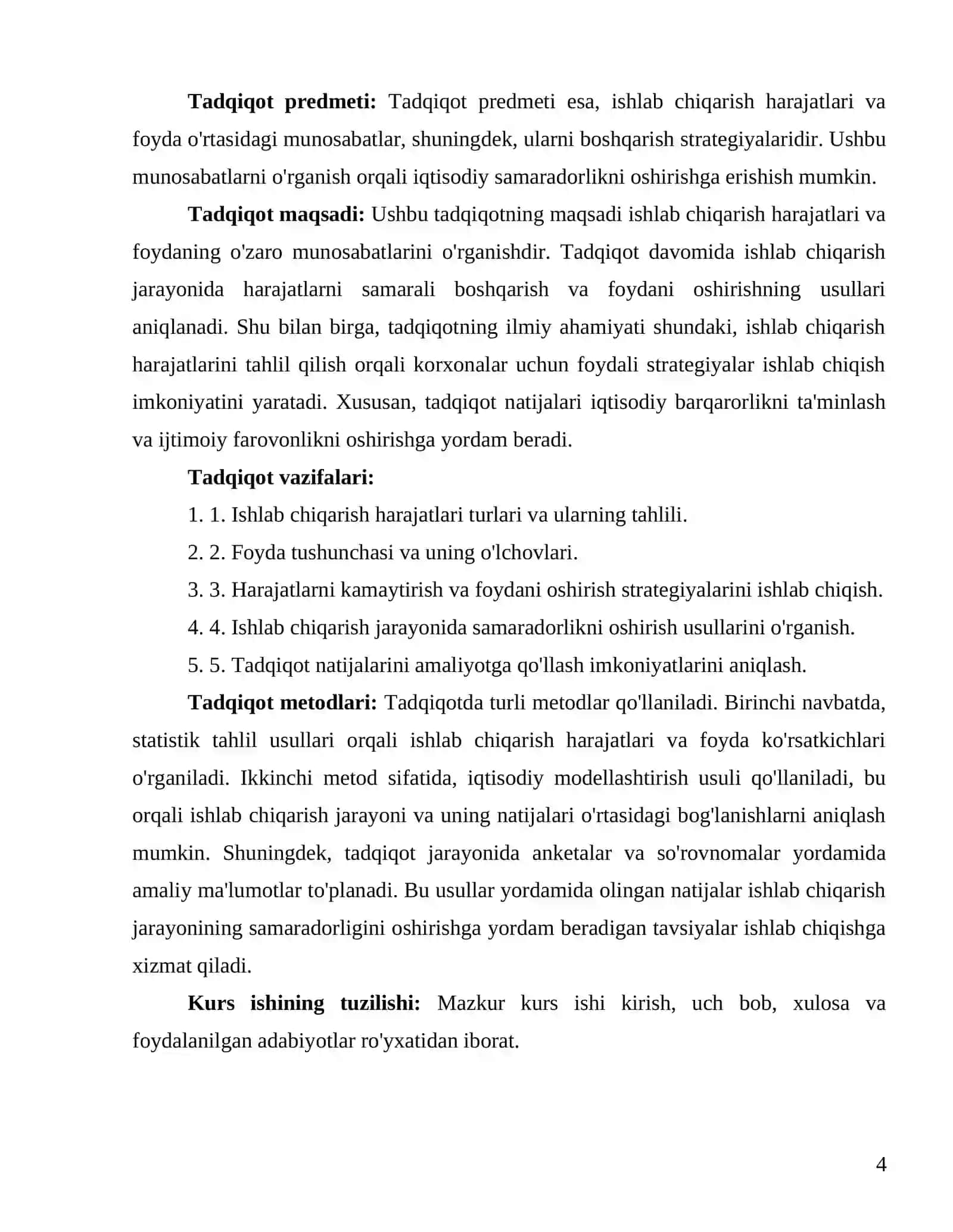 Ishlab chiqarish harajatlari va foyda 4