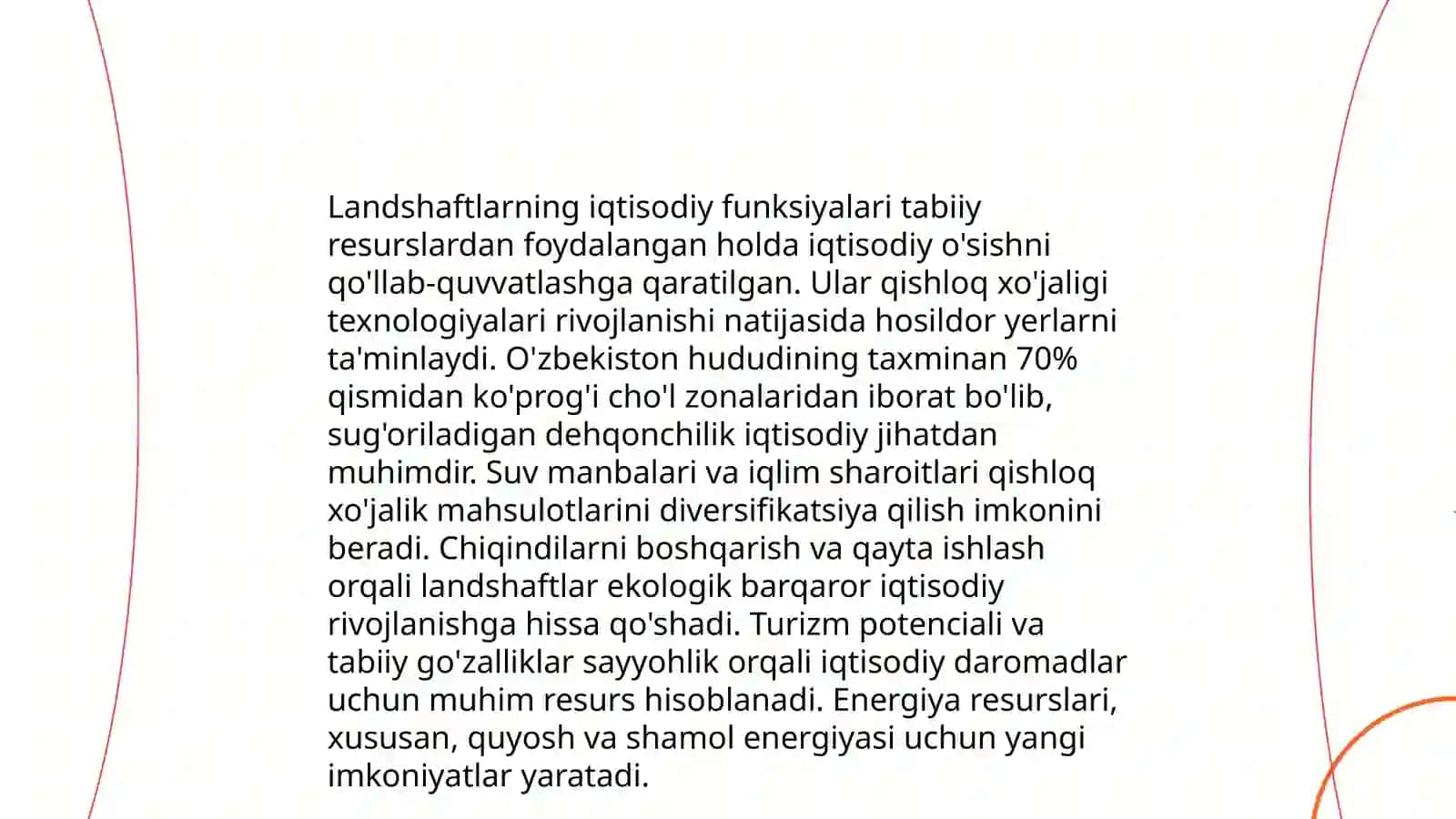Landshaftlarning funksiyalarini nimalardan iborat ekanligini o'rganish 4
