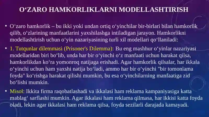 O‘YINLAR NAZARIYASI 4