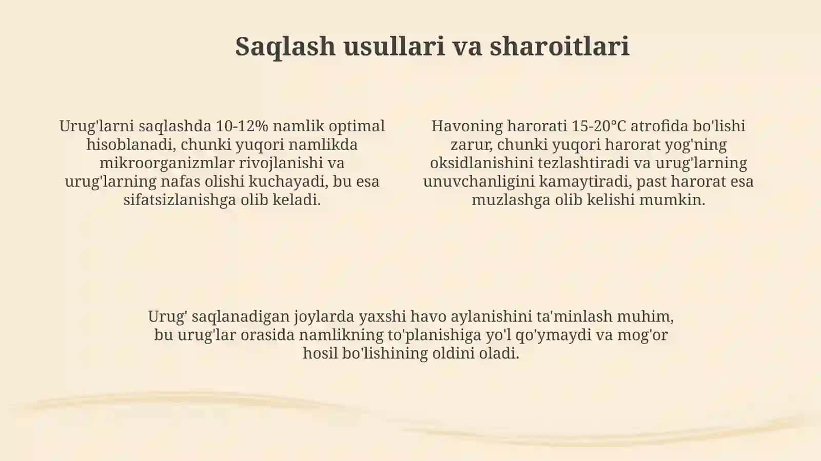 Moyli ekin urug’larini saqlash va qayta ishlash texnologiyasi 4