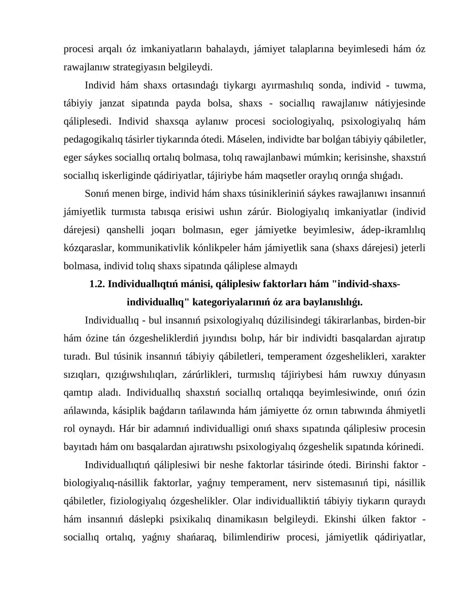Individ - shaxs - individuallik túsinikleri 4