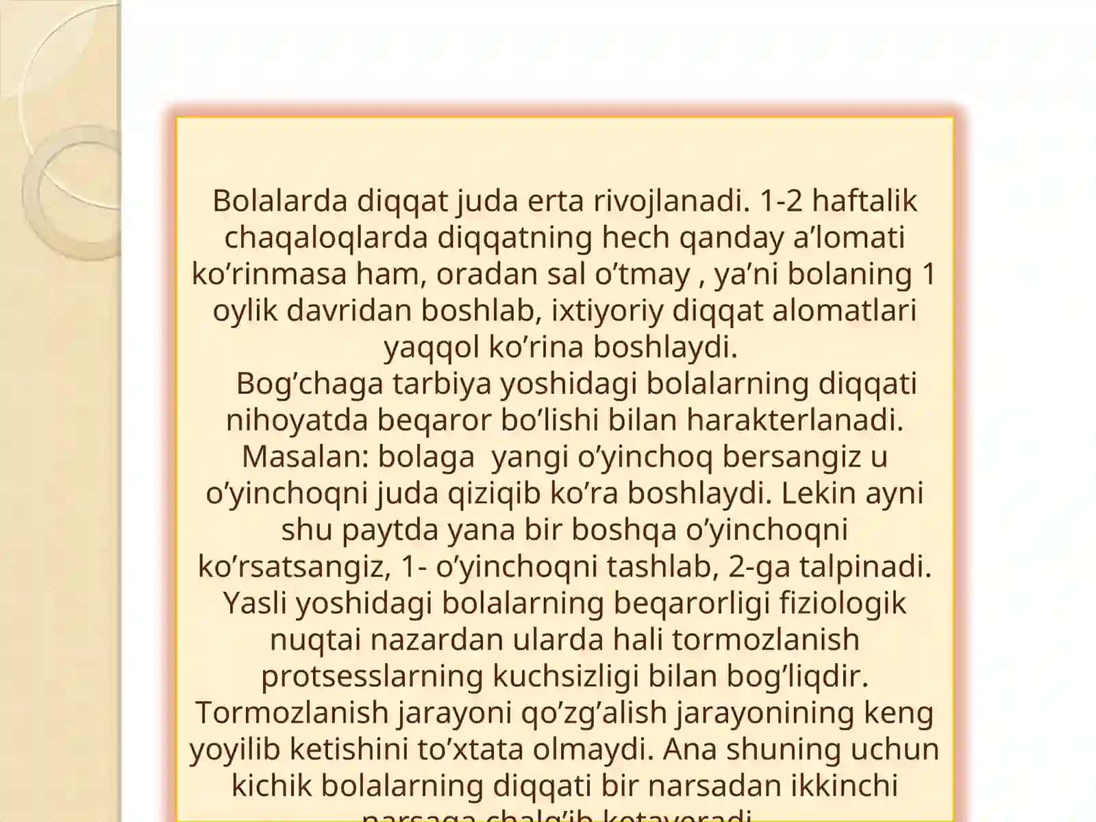 Bola diqqatini barqarorlashtiruvchi usul va vositalar 4