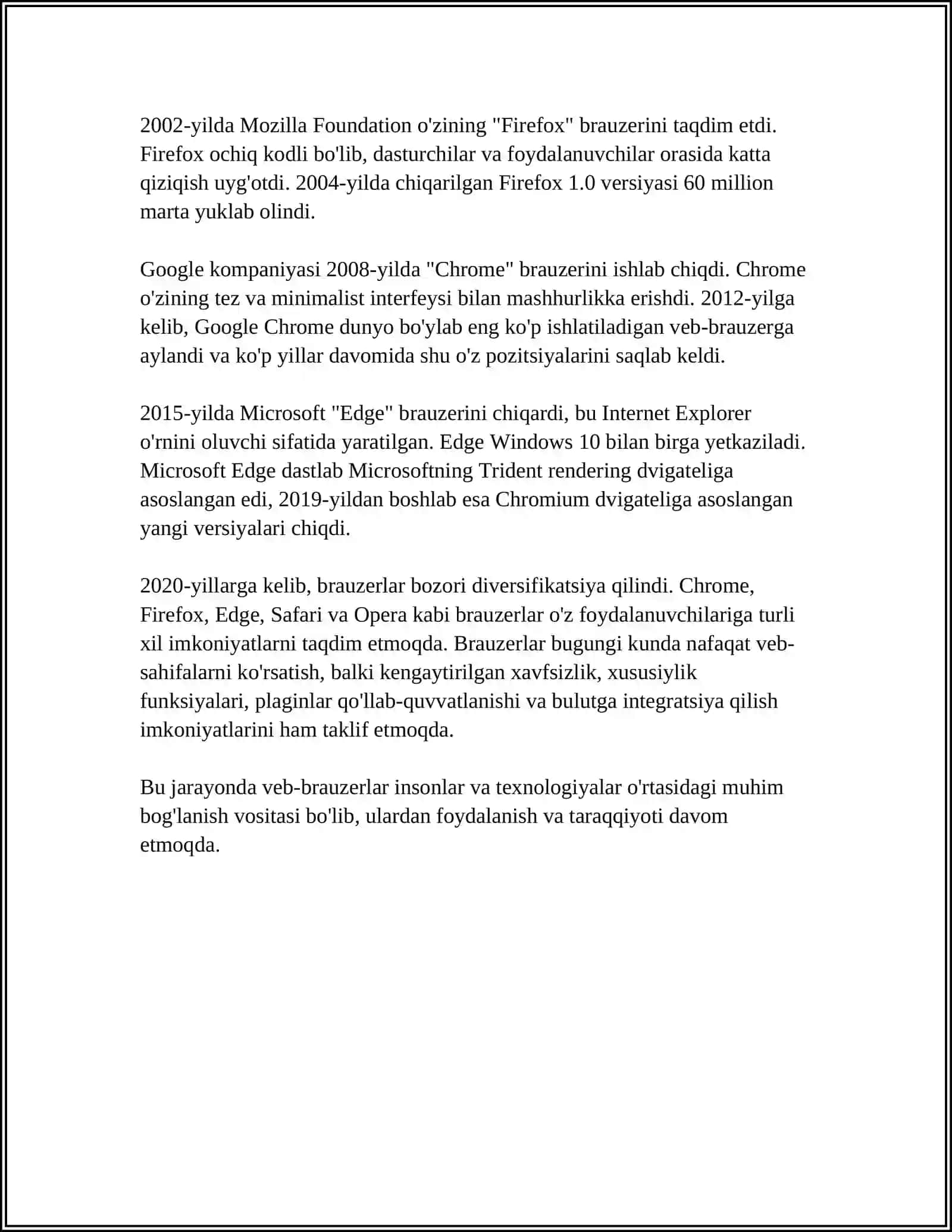 BRAUZERLAR VA QIDIRUV TIZIMLARI TASNIFI 4