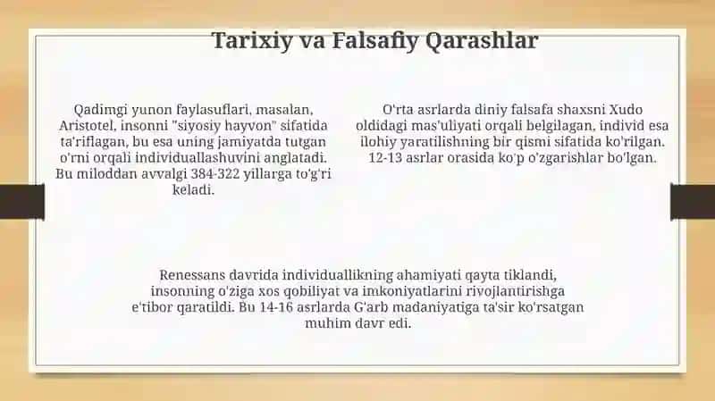 Shaxs, Individ va Individuallik: Asosiy Tushunchalar 4