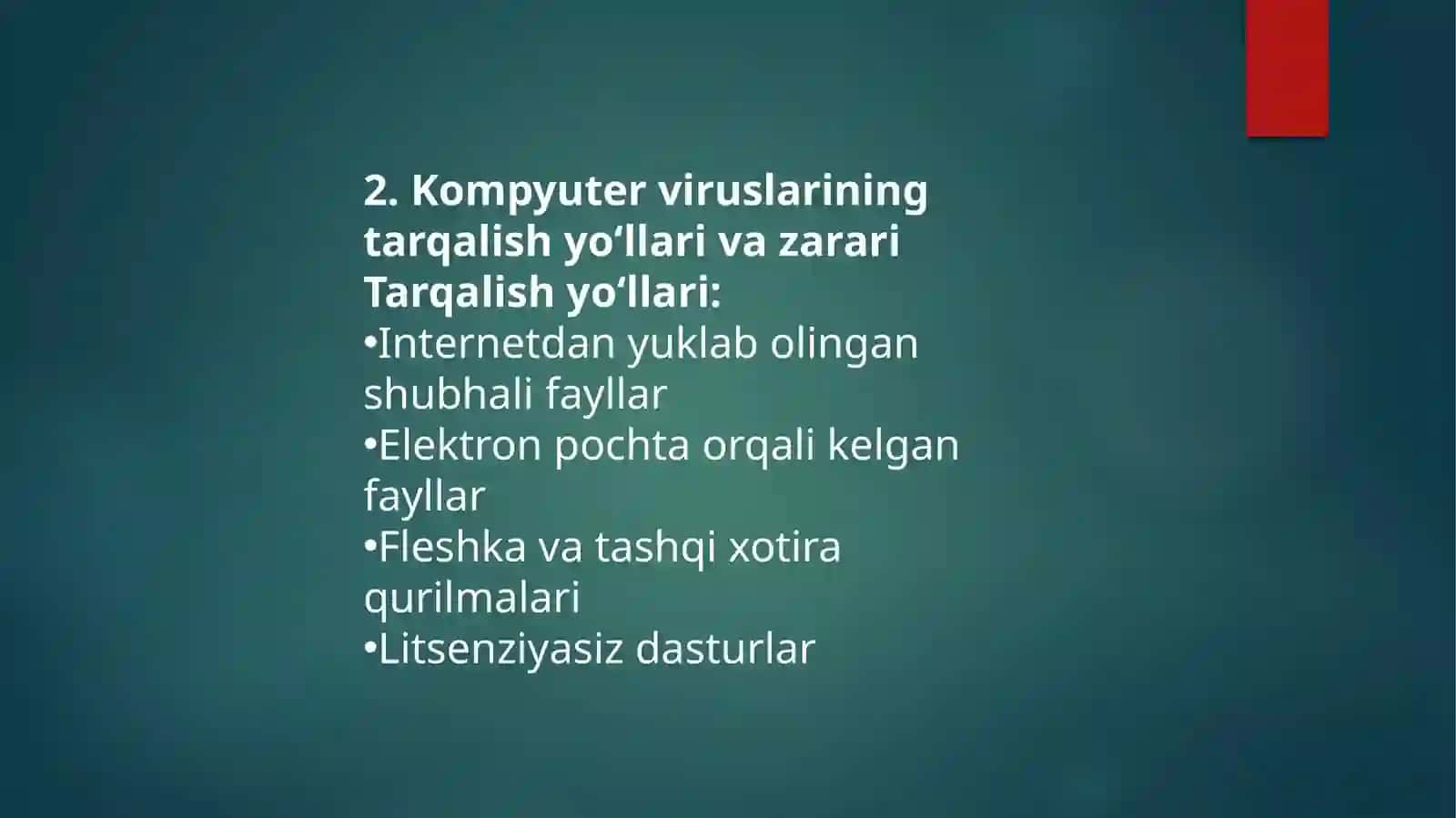 Virus va antivirus dasturlari. Axborotlarni himoyalashning texnik va dasturiy vositalari 4