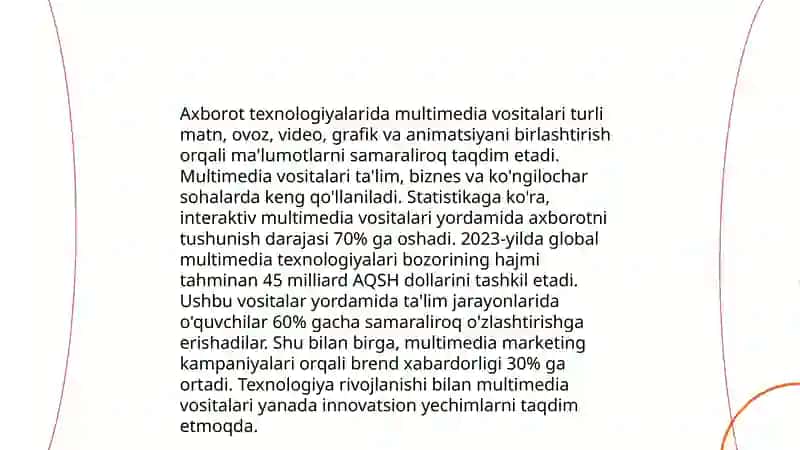 Axborot texnalogiyada multimediya dasturlaridan foydalanish texnalogiyalari 4