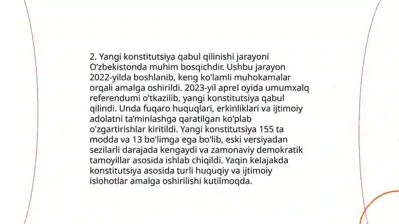 Mustaqillik yillarida Oʻzbekiston ijtimoiy o'zgarishlari 4