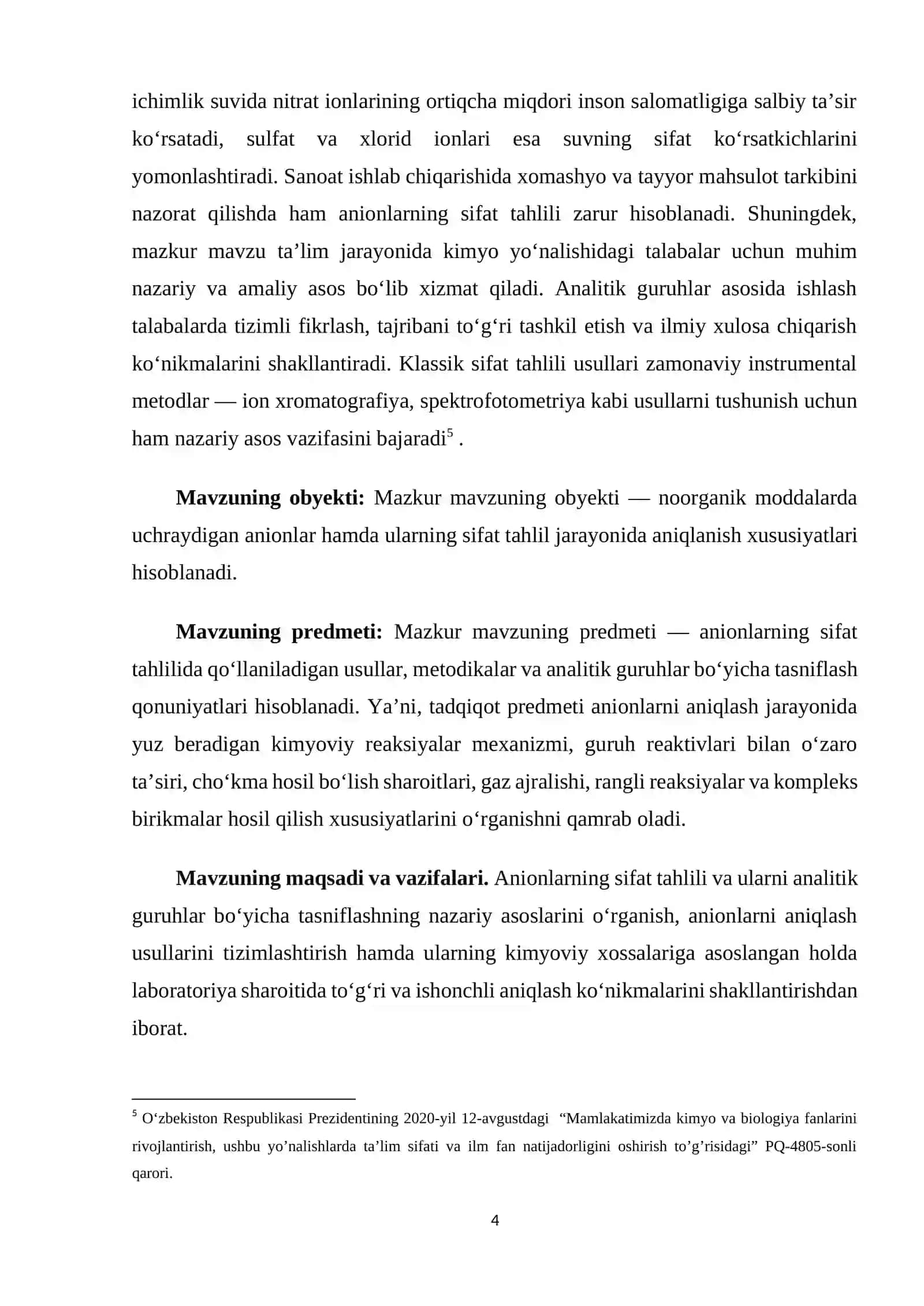 Anionlarning sifat tahlili va analitik guruhlar bo‘yicha tasnifi 4