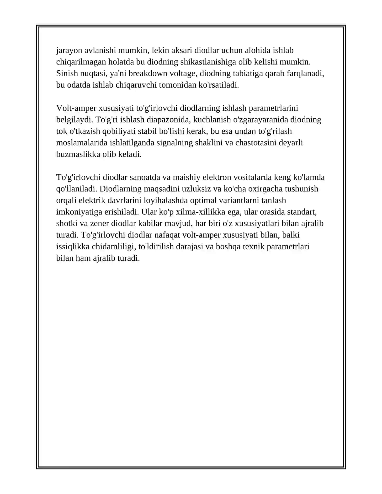 TO'G'IRLOVCHI DIODLAR VOLT-AMPER XARAKTERISTIKALARI 4